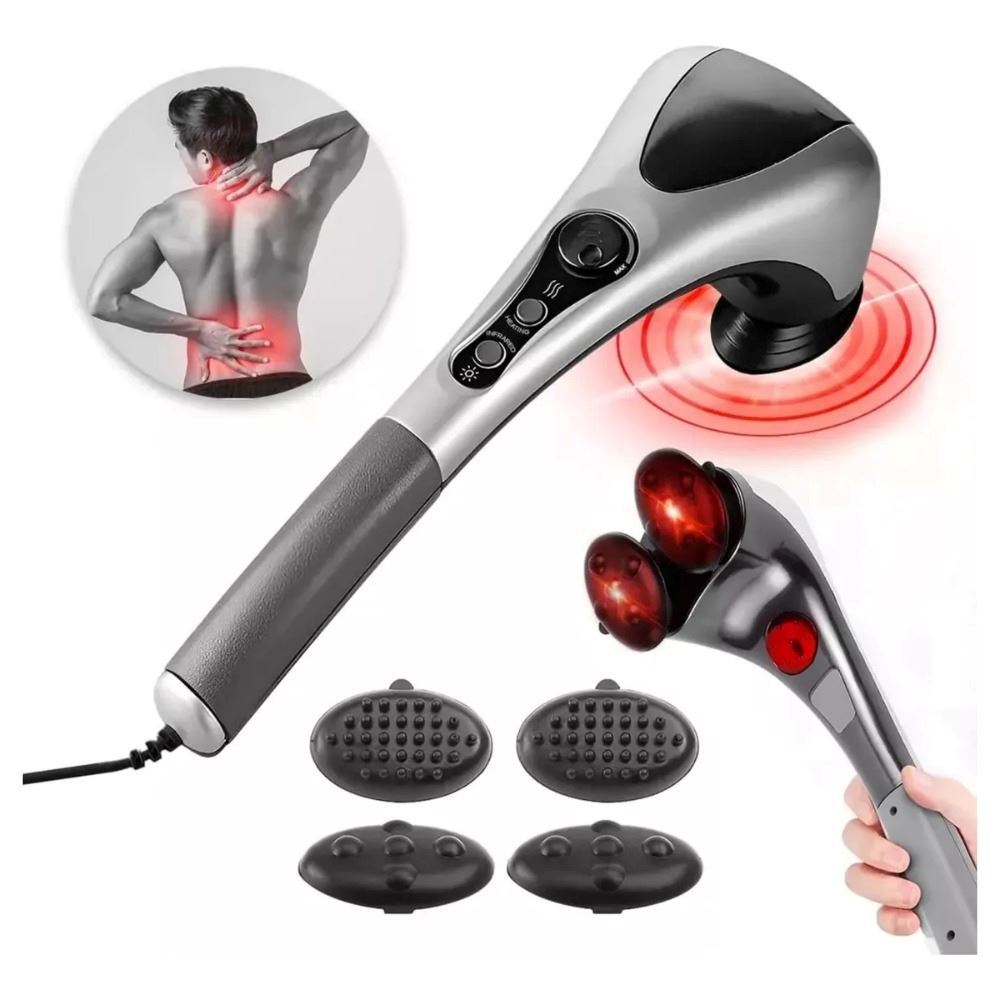 Masajeador Corporal Eléctrico Con Doble Cabezal Infrarrojo Negro